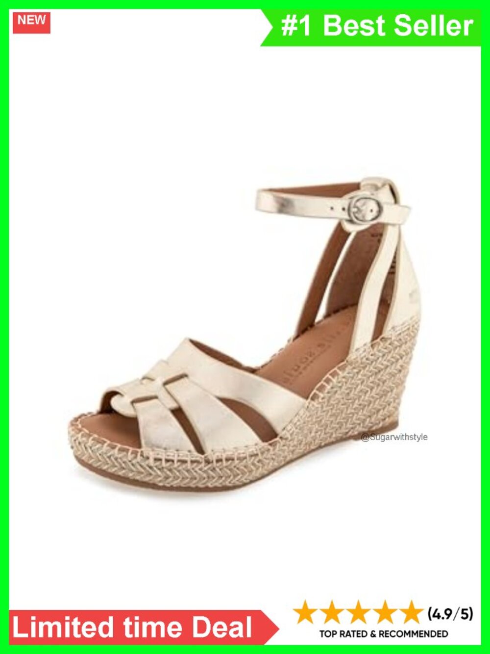 Woven Leather Espadrille Wedge Sandal Ankle Strap Open Toe